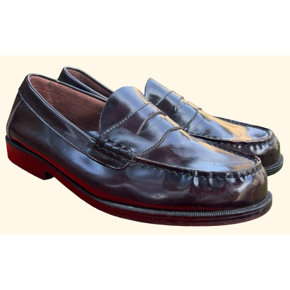 G.H. Bass Waltonbur Mens Burgundy Leather Penny Loafer Wide Dress Shoes 10.5 EEE